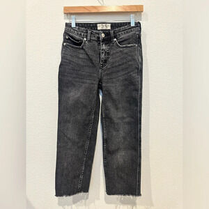 We the Free Free People Black/Gray High Rise Raw Hem Wide Leg Jeans CRVY Size 25